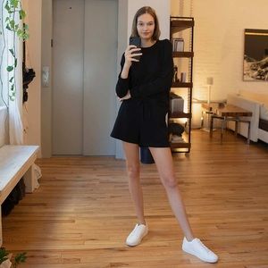 Lou & Grey Open Back Long Sleeve Black Romper